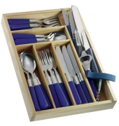 Besteckset Milano blau/silber Kunststoff/Edelstahl 37-teilig