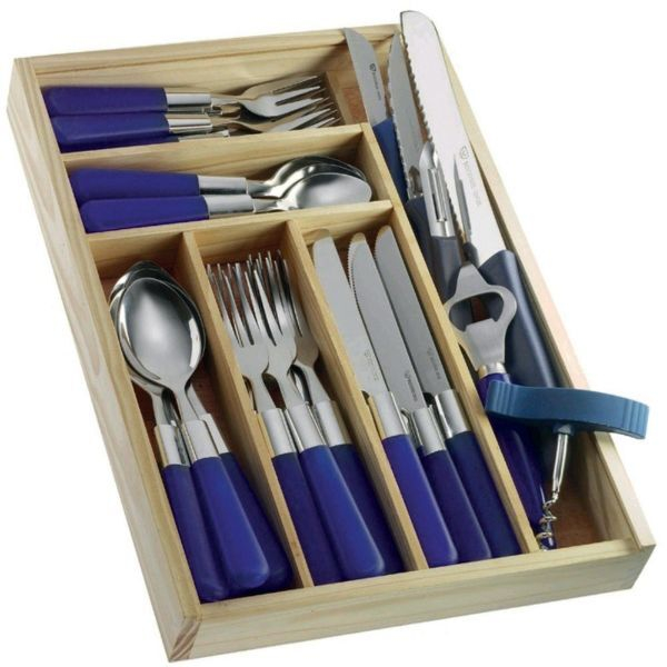 4010094006525 - Besteckset Milano blau silber Kunststoff Edelstahl 37-teilig 4010094006525 - Besteckset Milano blau silber Kunststoff Edelstahl 37-teilig