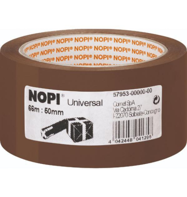 Packband Universal 57953-00000-00, 50mm x 66m, PP, leise abrollbar, braun