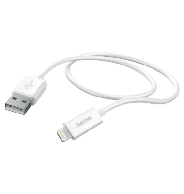 Anschlusskabel Basic, USB A/Lightning-ST/ST, L: 1 m, weiß