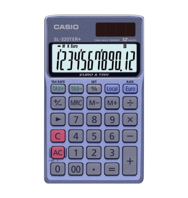 Taschenrechner SL-320TER+ Solar-/Batterie LCD-Display blau 1-zeilig 12-stellig