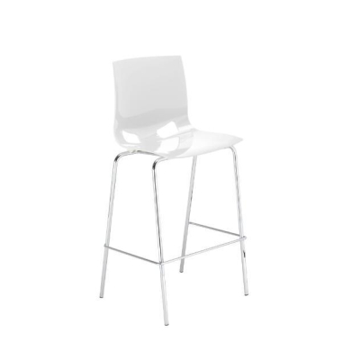 Barhocker Fondo, glänzend, PP, weiß, verchromt, 51,8x48,4x110cm