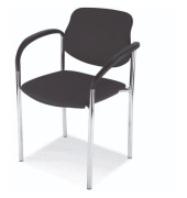 Besucherstuhl Styl, schwarz / chrom, mit Armlehnen, 4-Fuß-Gestell