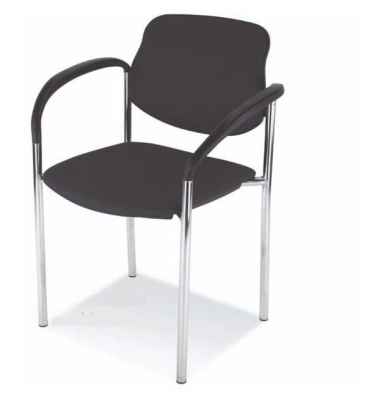 Besucherstuhl Styl, schwarz / chrom, mit Armlehnen, 4-Fuß-Gestell