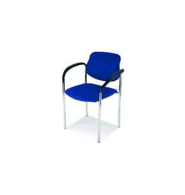 Besucherstuhl Styl New Visitor, mit Armlehnen, Vierfußgestell, blau