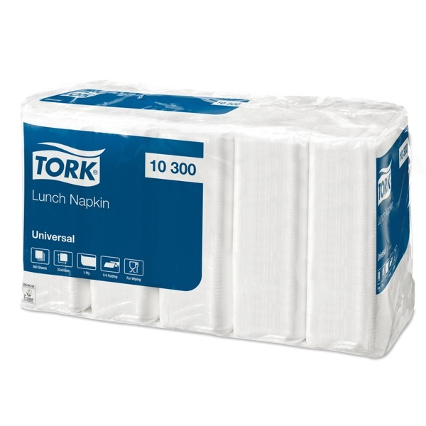 Tork Serviette, Universal, 1lagig, 1/4 Falz, 33 x 33 cm, weiß 7322541051925 Tork 500 Stück