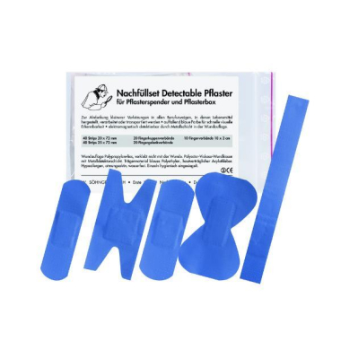 Nachf&uuml;llset Pflaster komplett blau detektierbar 130 St&uuml;ck