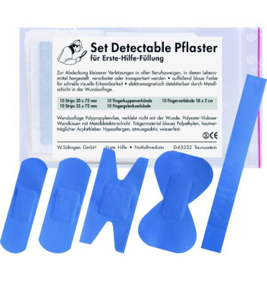 Nachf&uuml;llset Pflaster blau detektierbar 50 St&uuml;ck