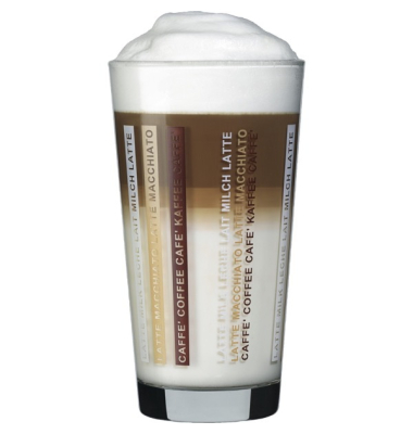 Glas Latte Macchiato, Glas, rund, 370 ml, weißbraun, transparent