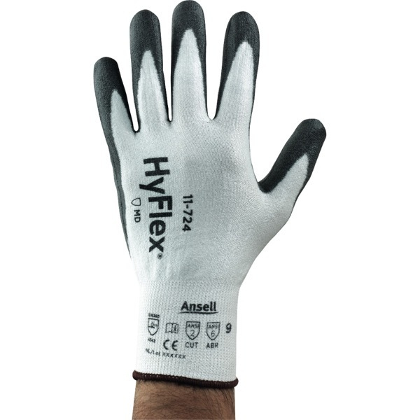 12 Stück Ansell Arbeitshandschuhe HyFlex, Polyurethan, schwarz/weiß, Größe 10 / XL 0076490052881 Ansell