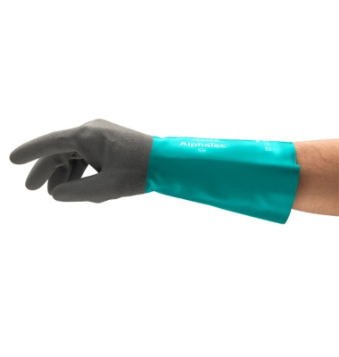 Chemikalienschutzhandschuhe AlphaTec, Nitril, schwarz/gr&uuml;n, Gr&ouml;&szlig;e 10 / XL