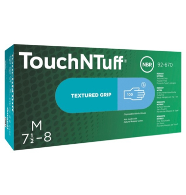 Einweghandschuhe TouchNTuff, Nitril, lebensmittelecht, hellblau, Größe 7,5-8,