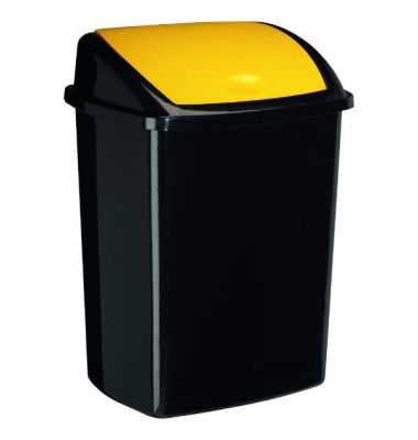 Abfalleimer, PP, 50 l, 405 x 310 x 685 mm, schwarzgelb