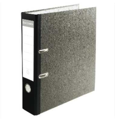 Ordner Prem Touch 53681E, A4 80mm breit Karton Wolkenmarmor schwarz