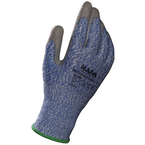 12 Stück Mapa Arbeitshandschuhe Krytech 586, Polyurethan, grau/blau, Größe 10 / XL 3245425864104 Mapa