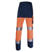 Warnschutzarbeitshose, Warnschutz, Mann/Unisex, neonorange/marieneblau, Größe 3XL
