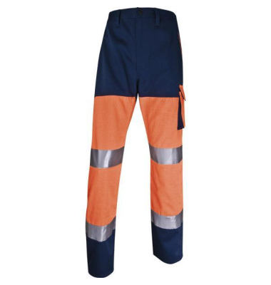 Warnschutzarbeitshose, Warnschutz, Mann/Unisex, neonorange/marieneblau, Größe 3XL