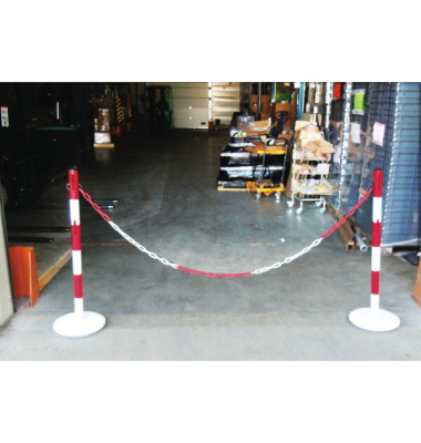 Absperrkette, Metall, L: 2,5 m, rotweiß