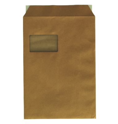 Versandtaschen 05470336, C4, mit Fenster, haftklebend, 90g, braun