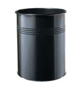 Papierkorb Twinco, Metall, rund, 15 l, 260 x 320 mm, schwarz