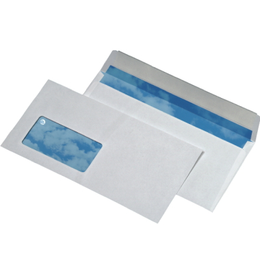 Briefumschlag 30009368, Din Lang, mit Fenster, haftklebend, 80g, recycling-weiß