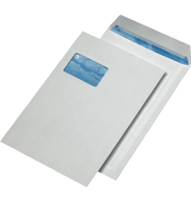Versandtaschen Premium 05470160, C4, mit Fenster, haftklebend, 100g, weiß