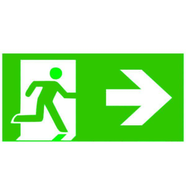 Schild, Rettungsweg rechts, sk, Kst., 297 x 148 mm, grünweiß