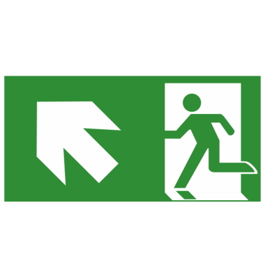 Schild, Rettungsweg links aufwärts, sk, Kst., 297 x 148 mm, grünweiß