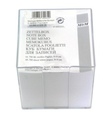 Zettelbox 69020340, 95x95mm, inkl. 700 Notizzettel, transparent, Polystyrol