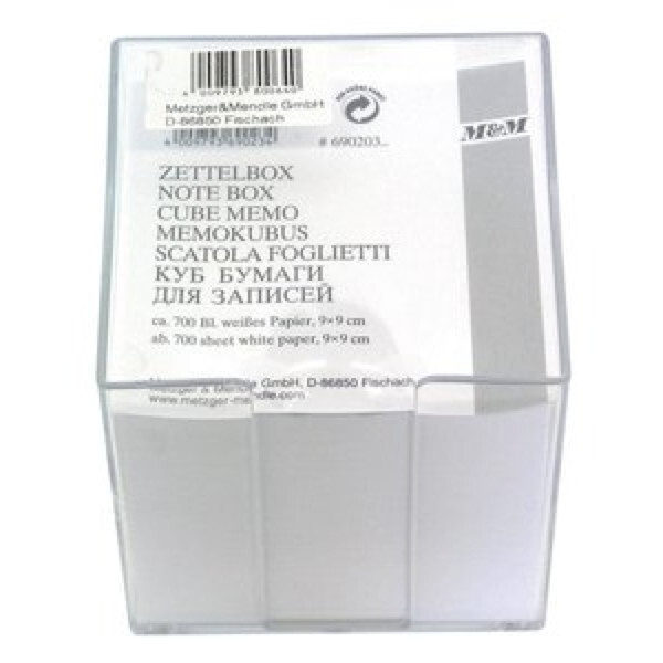 4009793400642 - Zettelbox 69020340 95x95mm inkl 700 Notizzettel transparent Polystyrol 4009793400642 M und M