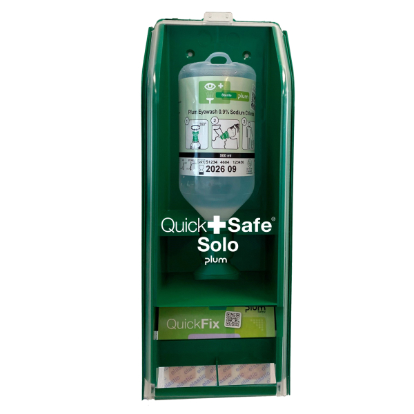 Augenspülstation QuickSafe Solo 05 l + Pflasterrefill B140 mm Haltbarkeit 3 Jahre(ungeöffnete Flasche)