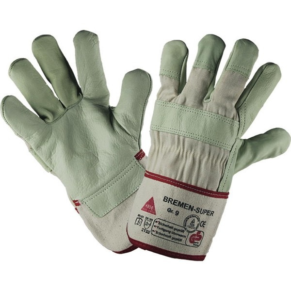 12 Stück Hase Arbeitshandschuhe Bremen Super, Leder, beige, Größe 9 / L 4018949293090 Hase