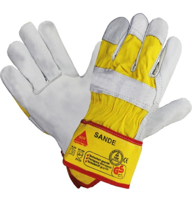 Arbeitshandschuhe Sande, Leder, gelb/grau, Größe 12 / 3XL