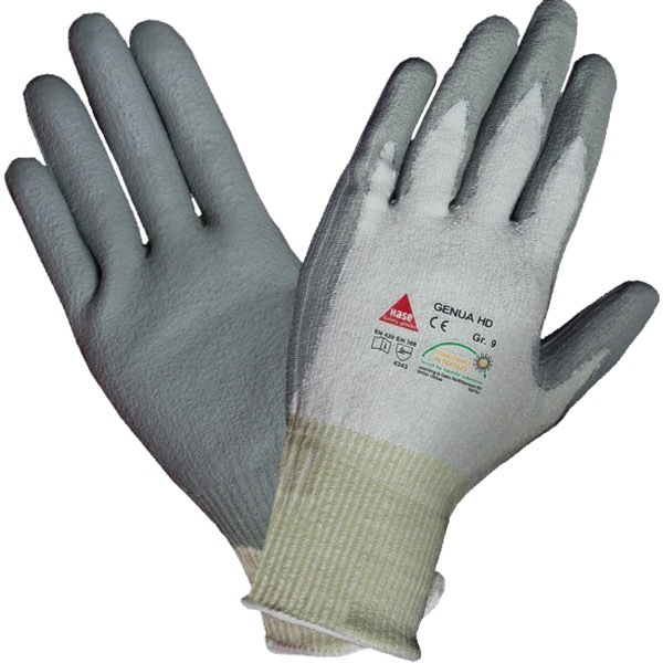 10 Stück Hase Schnittschutzhandschuhe Genua HD, HD-Polyurethan, weiß/grau, Größe 9 / L 4018949585096 Hase