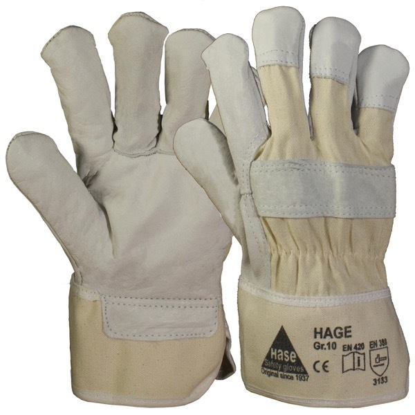 12 Stück Hase Arbeitshandschuhe Hage, Leder, natur/beige, Größe 10 / XL 4018949929104 Hase