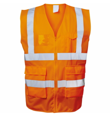 Warnweste, EWALD, PES, Reißverschluss, Größe: 3XL, neonorange Warnweste, EWALD, PES, Reißverschluss, Größe: 3XL, neonorange