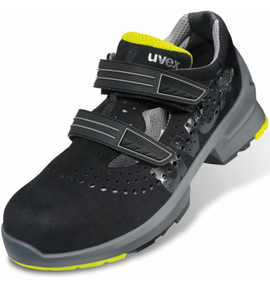 Sicherheitssandalen uvex 1, S1, ESD, Unisex, schwarz/lime, Weite 11, Gr&ouml;&szlig;e 48