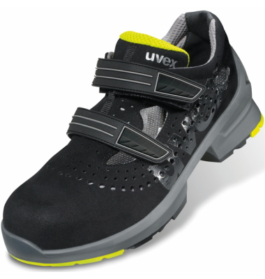 Sicherheitssandalen uvex 1, S1, ESD, Unisex, schwarz/lime, Weite 11, Gr&ouml;&szlig;e 49