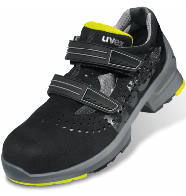 Sicherheitssandalen uvex 1, S1, ESD, Unisex, schwarz/lime, Weite 11, Gr&ouml;&szlig;e 52