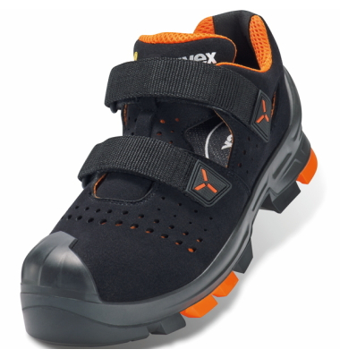 Sicherheitssandalen uvex 2, S1PL, ESD, Unisex, schwarz/orange, Weite 11, Gr&ouml;&szlig;e 35