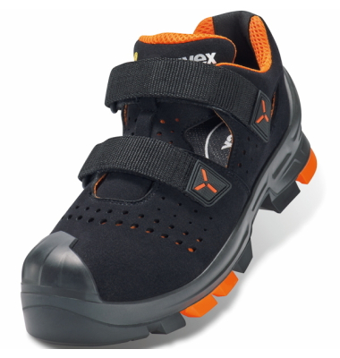 Sicherheitssandalen uvex 2, S1PL, ESD, Unisex, schwarz/orange, Weite 11, Gr&ouml;&szlig;e 46