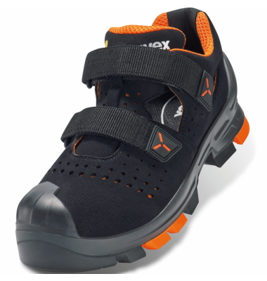 Sicherheitssandalen uvex 2, S1PL, ESD, Unisex, schwarz/orange, Weite 11, Gr&ouml;&szlig;e 51