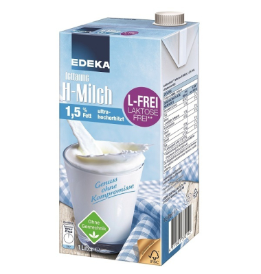 H-Milch 4311501688632, 1,5% Fett, laktosefrei, 1 Liter, im Tetrapack H-Milch 4311501688632, 1,5% Fett, laktosefrei, 1 Liter, im Tetrapack