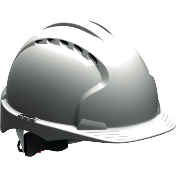 JSP EVO3 Comfort Plus Schutzhelm Bauhelm, Belüftet, Drehverschluss, Weiß | Leichter Schutzhelm mit 6-Punkt-Textilaufhängung und präzisem Drehverschluss für optimalen Sitz. EN 397-zertifiziert.