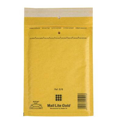 Luftpolstertasche, hk, Typ: C0, 170x220mm, i: 150x210mm, Papier, gold