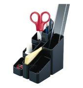 Stifteköcher, rechteckig, 102 x 123 x 129 mm, 7 Fächer, schwarz