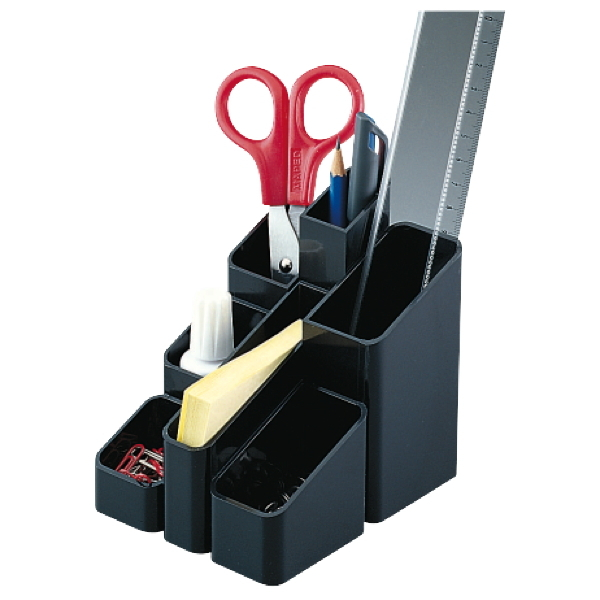 Alpedia Stifteköcher, rechteckig, 102 x 123 x 129 mm, 7 Fächer, schwarz 6921835250078 Alpedia