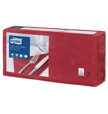 Serviette, Soft Lunch, 3lagig, 14 Falz, 32,5 x 32,8 cm, bordeaux