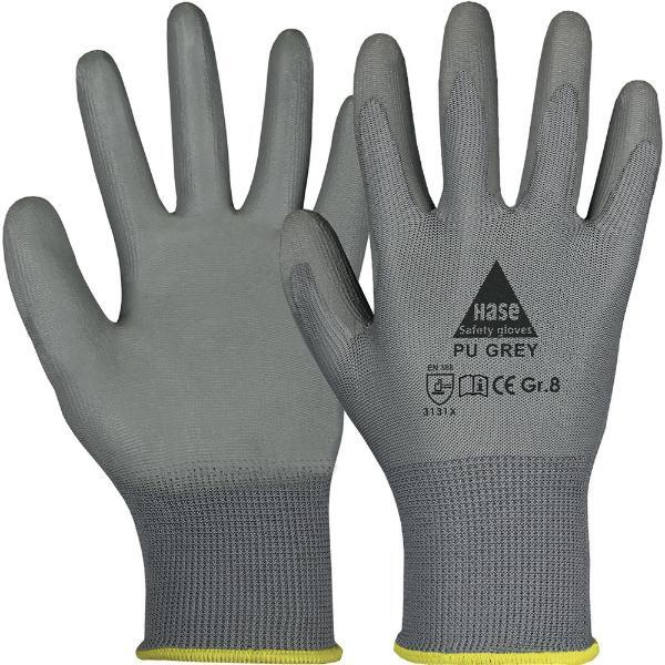 10 Stück Hase Montagehandschuhe PU Grey, PU, grau, Größe 6 / XS 4018949379053 Hase