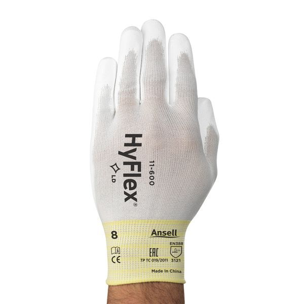 12 Stück Ansell Arbeitshandschuhe HyFlex, Polyurethan, weiß, Größe 9 / L 0076490499324 Ansell